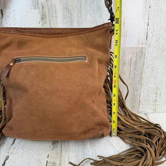 Myra Bag Mojave Paisley Fringed Western Hand Crossbody Tooled Bag - Picture 7 of 12